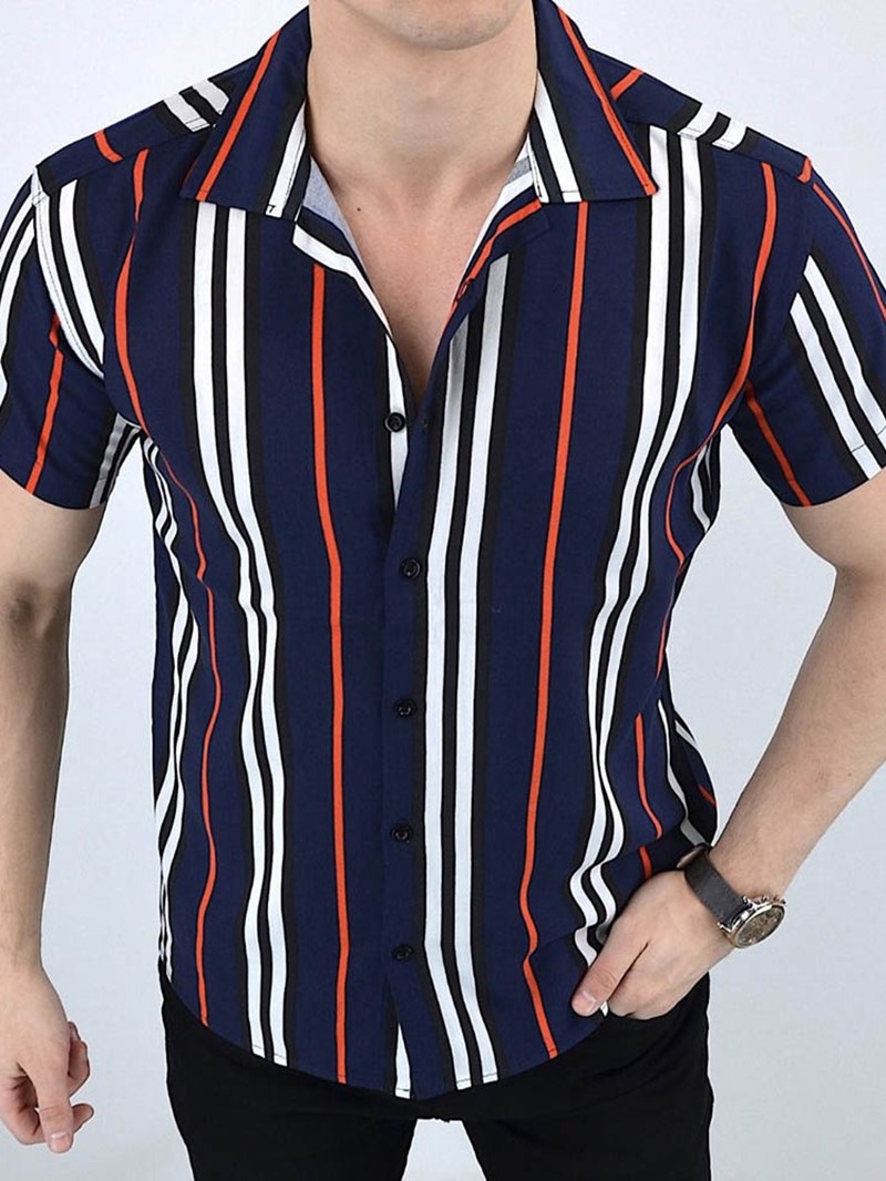 Ericdress Stripe Casual Button Single-Breasted Men's Shirt