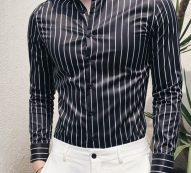 Ericdress Stripe Lapel Korean Slim Single-Breasted Men’s Shirt