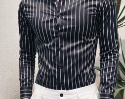 Ericdress Stripe Lapel Korean Slim Single-Breasted Men’s Shirt