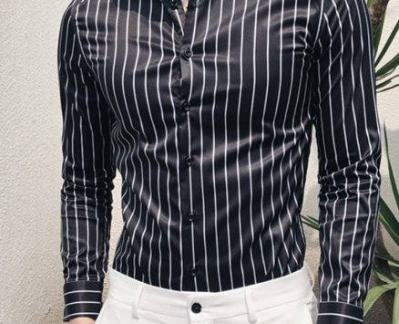 Ericdress Stripe Lapel Korean Slim Single-Breasted Men’s Shirt