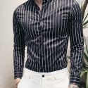 Ericdress Stripe Lapel Korean Slim Single-Breasted Men’s Shirt