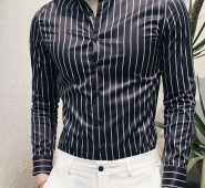 Ericdress Stripe Lapel Korean Slim Single-Breasted Men’s Shirt