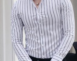 Ericdress Stripe Lapel Korean Slim Single-Breasted Men’s Shirt