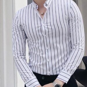 Ericdress Stripe Lapel Korean Slim Single-Breasted Men's Shirt