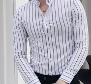 Ericdress Stripe Lapel Korean Slim Single-Breasted Men’s Shirt