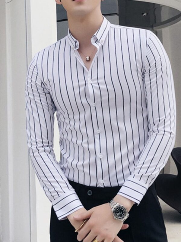 Ericdress Stripe Lapel Korean Slim Single-Breasted Men's Shirt