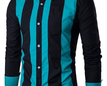 Ericdress Stripe Lapel Slim Single-Breasted Men’s Shirt