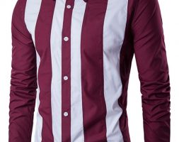 Ericdress Stripe Lapel Slim Single-Breasted Men’s Shirt