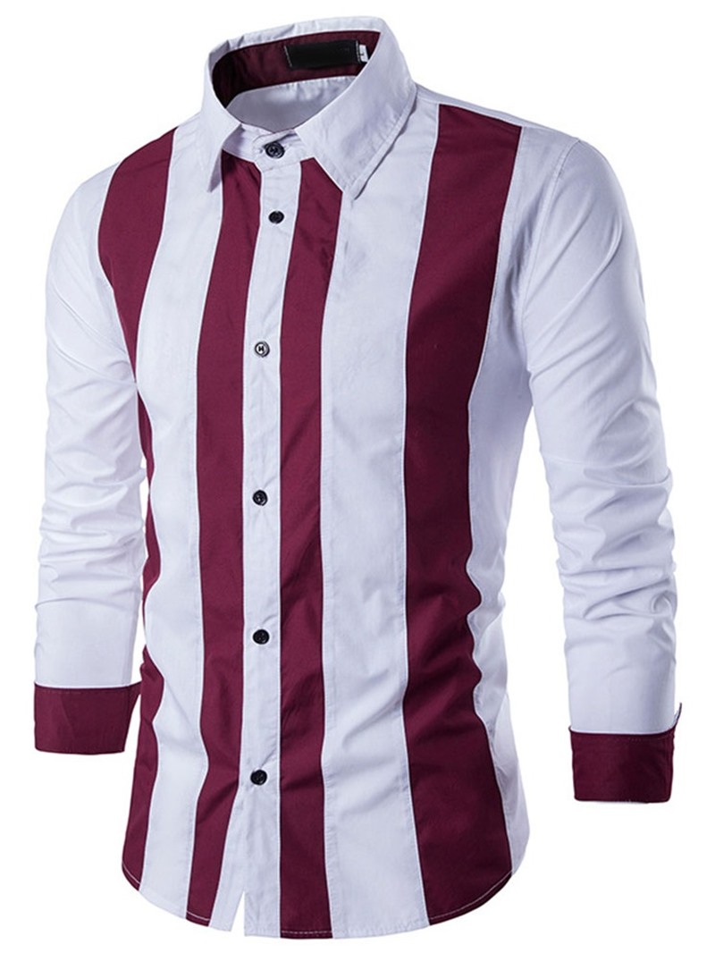 Ericdress Stripe Lapel Slim Single-Breasted Men's Shirt