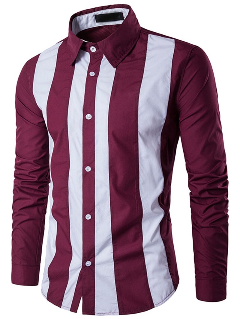 Ericdress Stripe Lapel Slim Single-Breasted Men's Shirt