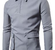 Ericdress Stripe Pocket Men’s Shirt