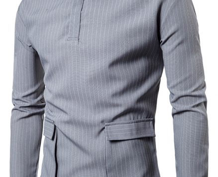Ericdress Stripe Pocket Men’s Shirt