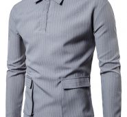 Ericdress Stripe Pocket Men’s Shirt