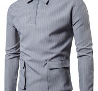 Ericdress Stripe Pocket Men’s Shirt
