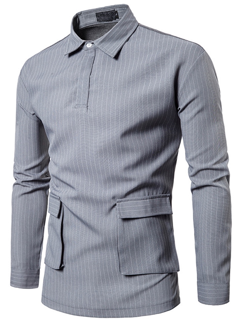 Ericdress Stripe Pocket Men's Shirt