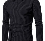 Ericdress Stripe Pocket Men’s Shirt