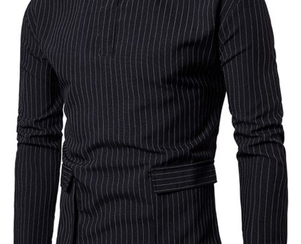 Ericdress Stripe Pocket Men’s Shirt