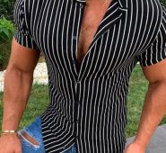 Ericdress Stripe Print European Slim Single-Breasted Men’s Shirt