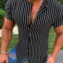 Ericdress Stripe Print European Slim Single-Breasted Men’s Shirt