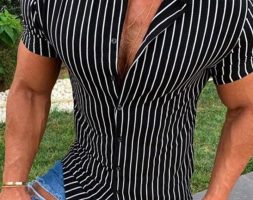 Ericdress Stripe Print European Slim Single-Breasted Men’s Shirt