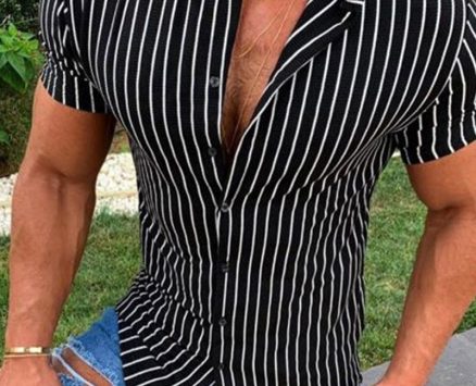 Ericdress Stripe Print European Slim Single-Breasted Men’s Shirt