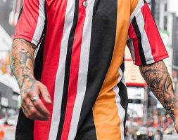 Ericdress Stripe Print Sports Loose Mens T-shirt