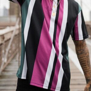 Ericdress Stripe Print Sports Loose Mens T-shirt