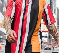 Ericdress Stripe Print Sports Loose Mens T-shirt