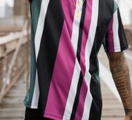 Ericdress Stripe Print Sports Loose Mens T-shirt