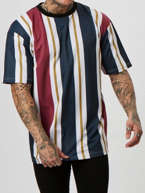 Ericdress Stripe Print Sports Loose Mens T-shirt