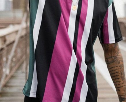 Ericdress Stripe Print Sports Loose Mens T-shirt