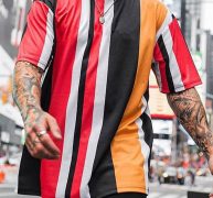 Ericdress Stripe Print Sports Loose Mens T-shirt