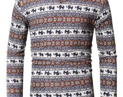 Ericdress Striped Cartoon Print V-Neck Mens T-shirt