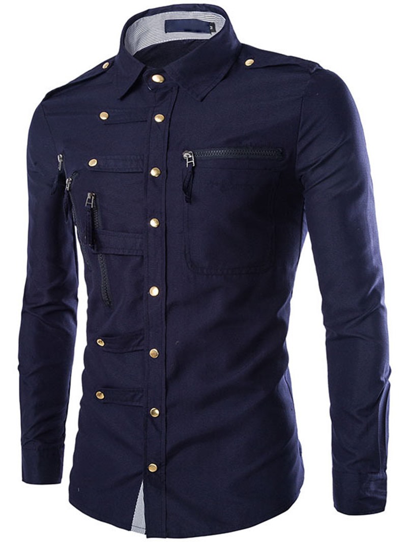 Ericdress Unique Zip Design Men's Shirt