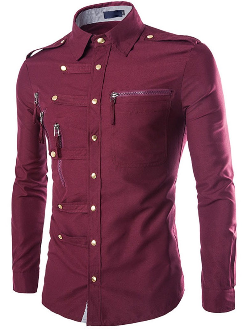 Ericdress Unique Zip Design Men's Shirt