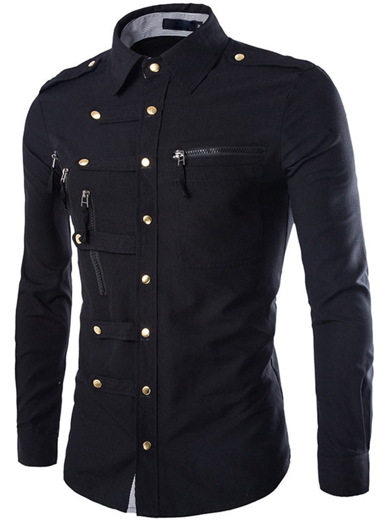 Ericdress Unique Zip Design Men's Shirt