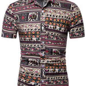 Ericdress Vintage Floral Print Single-Breasted Men's Shirt