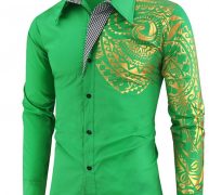 Ericdress Vintage Geometric Lapel Single-Breasted Men’sSlim Shirt