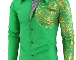 Ericdress Vintage Geometric Lapel Single-Breasted Men’sSlim Shirt