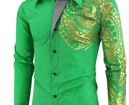 Ericdress Vintage Geometric Lapel Single-Breasted Men’sSlim Shirt