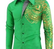 Ericdress Vintage Geometric Lapel Single-Breasted Men’sSlim Shirt