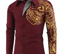 Ericdress Vintage Geometric Lapel Single-Breasted Men’sSlim Shirt