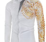 Ericdress Vintage Geometric Lapel Single-Breasted Men’sSlim Shirt