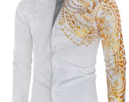 Ericdress Vintage Geometric Lapel Single-Breasted Men’sSlim Shirt