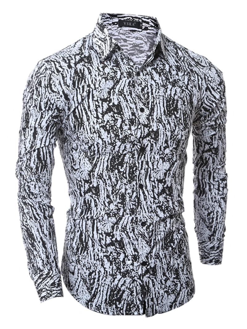 Ericdress Vogue Unique Print Slim Men's Shirt