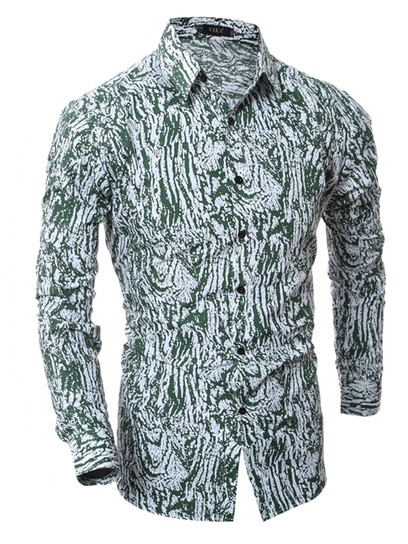 Ericdress Vogue Unique Print Slim Men's Shirt