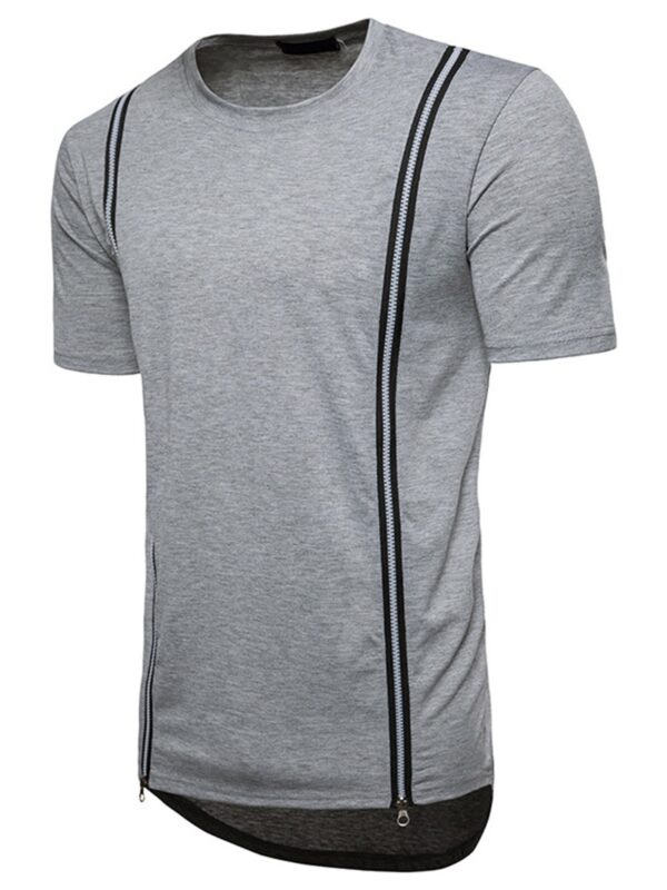 Ericdress Zipper Round Neck Plain Slim Mens T-shirt