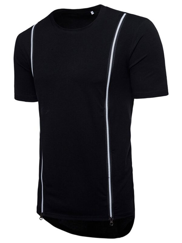 Ericdress Zipper Round Neck Plain Slim Mens T-shirt