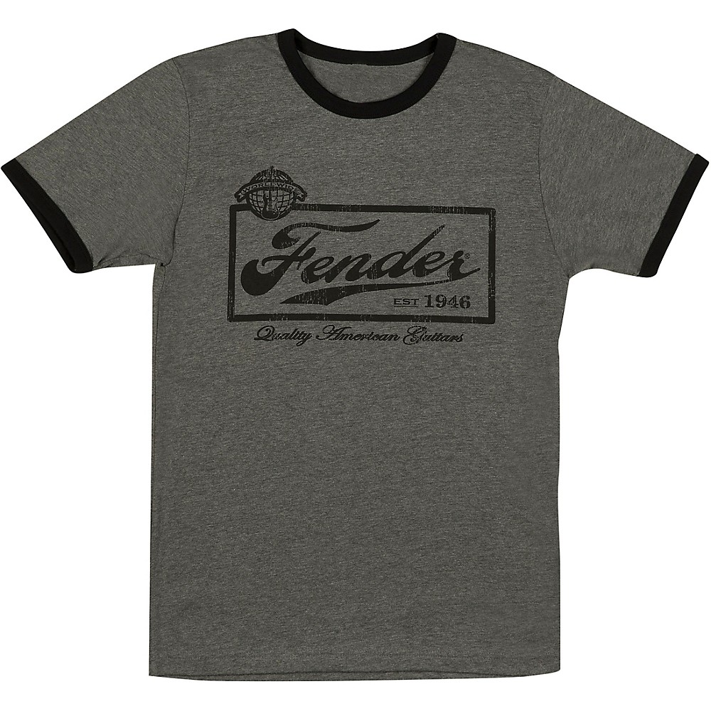 Fender Beer Label Mens T-Shirt Medium Black