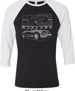 Ford Mustang with Grill Mens Raglan Shirt